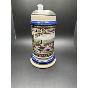 Vintage Konig Bierbrauerei Ceramic & Pewter Beer Stein Made in GERMANY